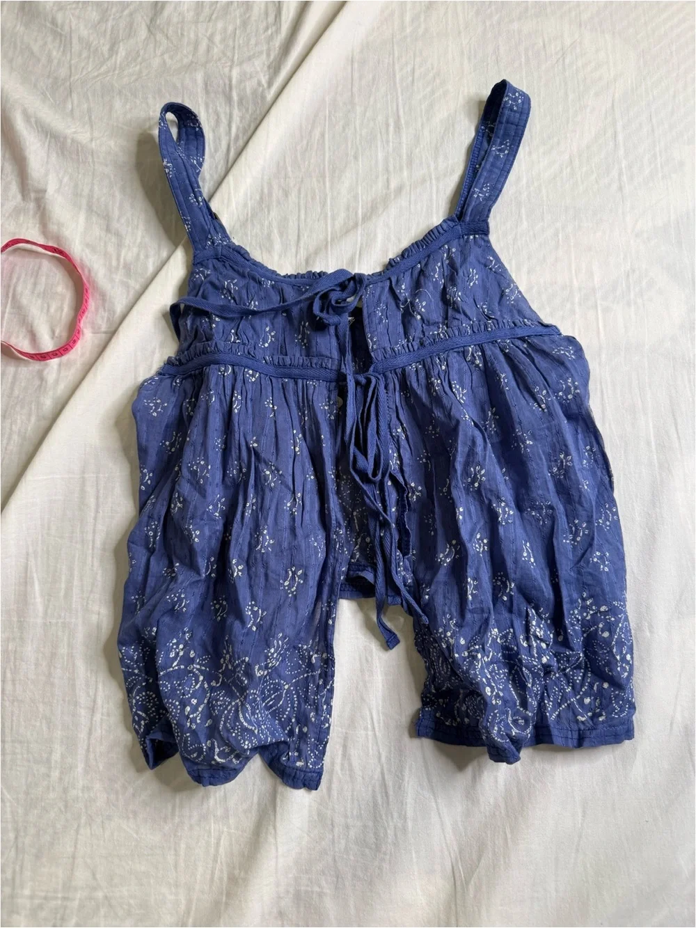Blue  Tie-Front Women's Tank Top